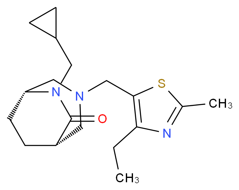 (1S*,5R*)-6-(cyclopropylmethyl)-3-[(4-ethyl-2-methyl-1,3-thiazol-5-yl)methyl]-3,6-diazabicyclo[3.2.2]nonan-7-one_Molecular_structure_CAS_)