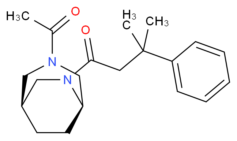 (1S*,5R*)-3-acetyl-6-(3-methyl-3-phenylbutanoyl)-3,6-diazabicyclo[3.2.2]nonane_Molecular_structure_CAS_)