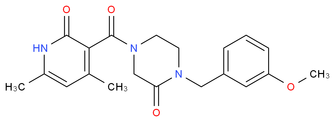 4-[(4,6-dimethyl-2-oxo-1,2-dihydro-3-pyridinyl)carbonyl]-1-(3-methoxybenzyl)-2-piperazinone_Molecular_structure_CAS_)