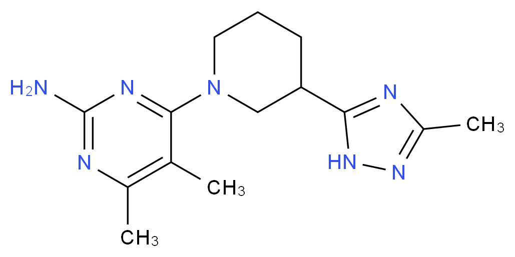 4,5-dimethyl-6-[3-(3-methyl-1H-1,2,4-triazol-5-yl)piperidin-1-yl]pyrimidin-2-amine_Molecular_structure_CAS_)