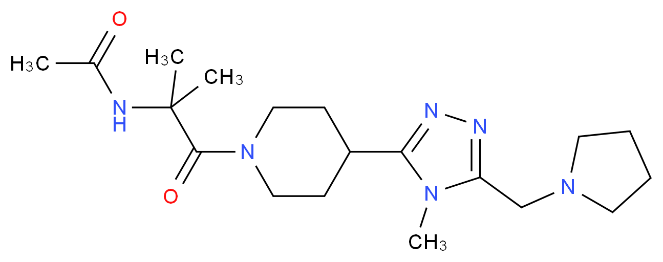 N-(1,1-dimethyl-2-{4-[4-methyl-5-(pyrrolidin-1-ylmethyl)-4H-1,2,4-triazol-3-yl]piperidin-1-yl}-2-oxoethyl)acetamide_Molecular_structure_CAS_)