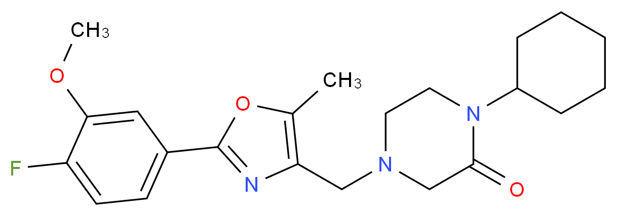 1-cyclohexyl-4-{[2-(4-fluoro-3-methoxyphenyl)-5-methyl-1,3-oxazol-4-yl]methyl}-2-piperazinone_Molecular_structure_CAS_)