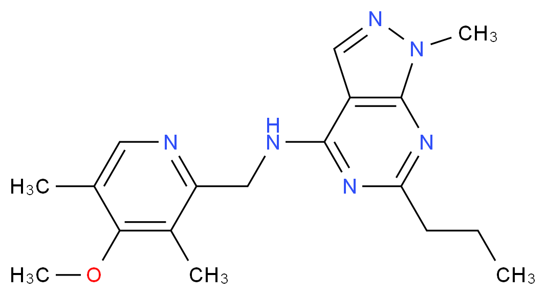 N-[(4-methoxy-3,5-dimethyl-2-pyridinyl)methyl]-1-methyl-6-propyl-1H-pyrazolo[3,4-d]pyrimidin-4-amine_Molecular_structure_CAS_)
