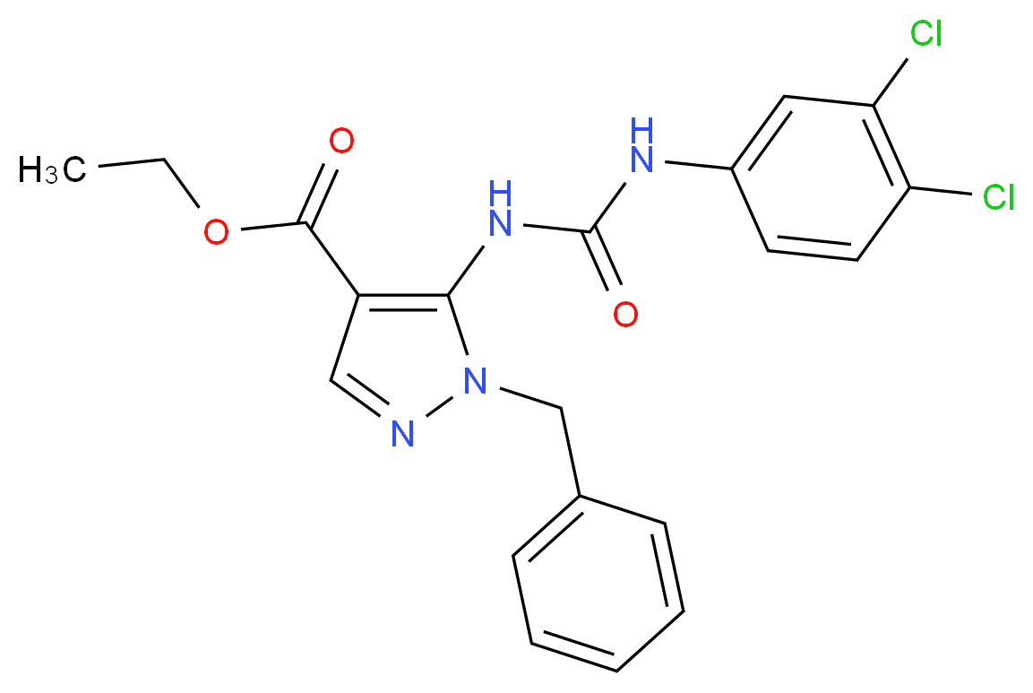 ethyl 1-benzyl-5-{[(3,4-dichlorophenyl)carbamoyl]amino}-1H-pyrazole-4-carboxylate_Molecular_structure_CAS_)