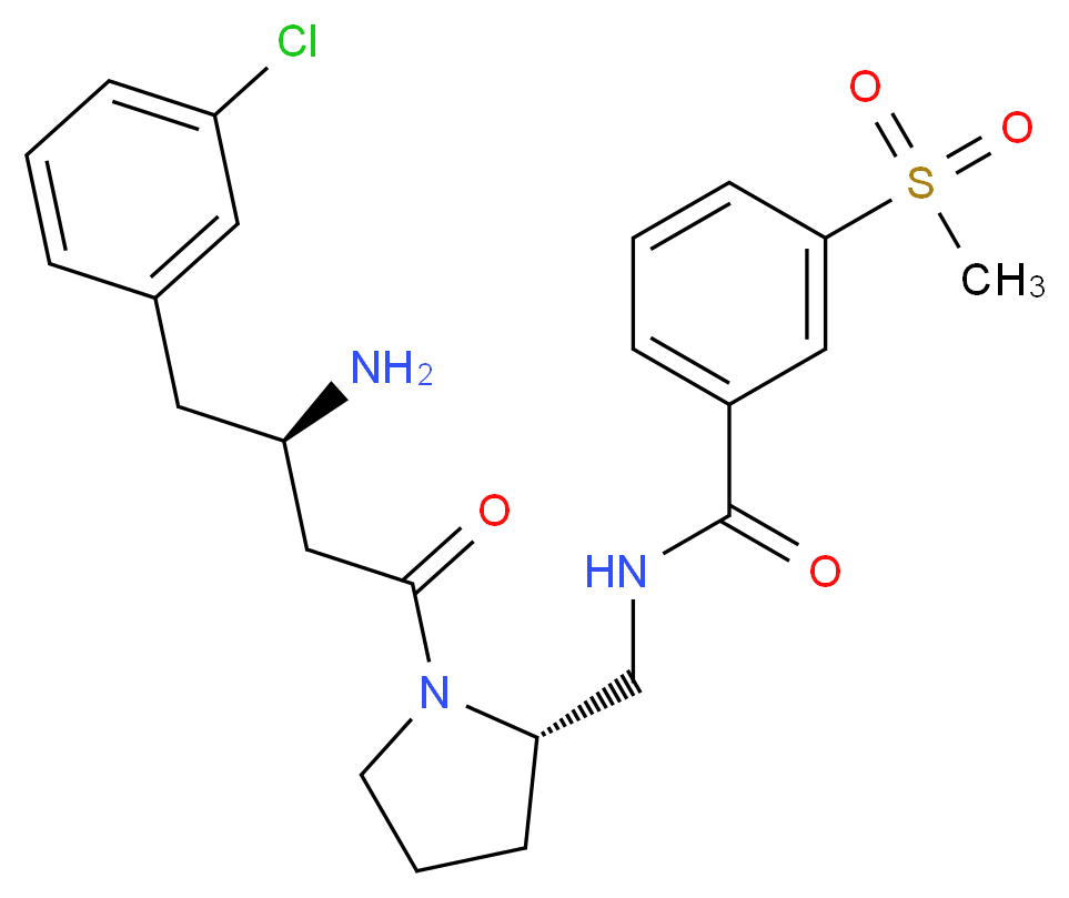 N-({(2S)-1-[(3R)-3-amino-4-(3-chlorophenyl)butanoyl]pyrrolidin-2-yl}methyl)-3-(methylsulfonyl)benzamide_Molecular_structure_CAS_)