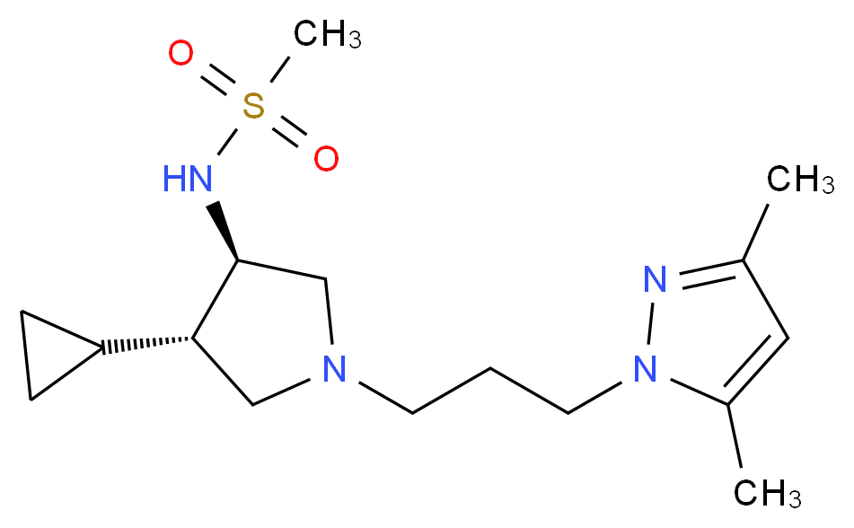 N-{(3R*,4S*)-4-cyclopropyl-1-[3-(3,5-dimethyl-1H-pyrazol-1-yl)propyl]-3-pyrrolidinyl}methanesulfonamide_Molecular_structure_CAS_)