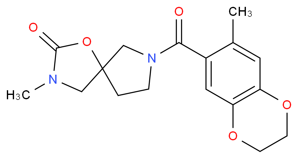 3-methyl-7-[(7-methyl-2,3-dihydro-1,4-benzodioxin-6-yl)carbonyl]-1-oxa-3,7-diazaspiro[4.4]nonan-2-one_Molecular_structure_CAS_)