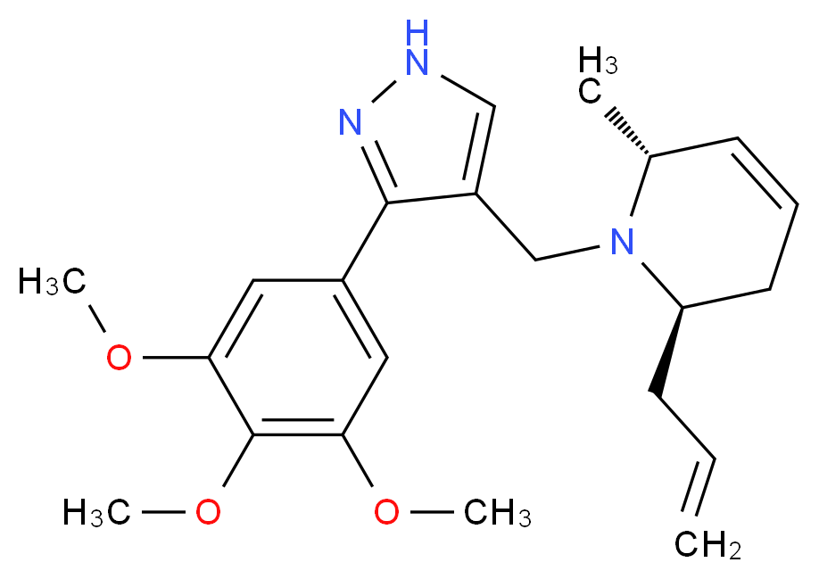 (2R*,6R*)-2-allyl-6-methyl-1-{[3-(3,4,5-trimethoxyphenyl)-1H-pyrazol-4-yl]methyl}-1,2,3,6-tetrahydropyridine_Molecular_structure_CAS_)