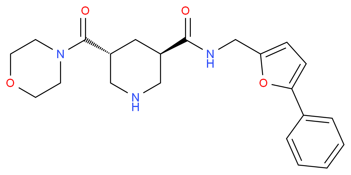 (3R*,5R*)-5-(morpholin-4-ylcarbonyl)-N-[(5-phenyl-2-furyl)methyl]piperidine-3-carboxamide_Molecular_structure_CAS_)