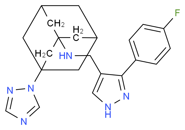 N-{[3-(4-fluorophenyl)-1H-pyrazol-4-yl]methyl}-3-(1H-1,2,4-triazol-1-yl)adamantan-1-amine_Molecular_structure_CAS_)