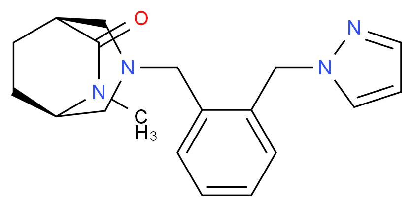 (1S*,5R*)-6-methyl-3-[2-(1H-pyrazol-1-ylmethyl)benzyl]-3,6-diazabicyclo[3.2.2]nonan-7-one_Molecular_structure_CAS_)