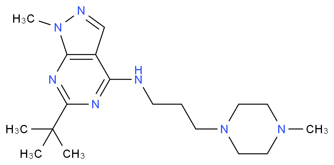6-tert-butyl-1-methyl-N-[3-(4-methyl-1-piperazinyl)propyl]-1H-pyrazolo[3,4-d]pyrimidin-4-amine_Molecular_structure_CAS_)