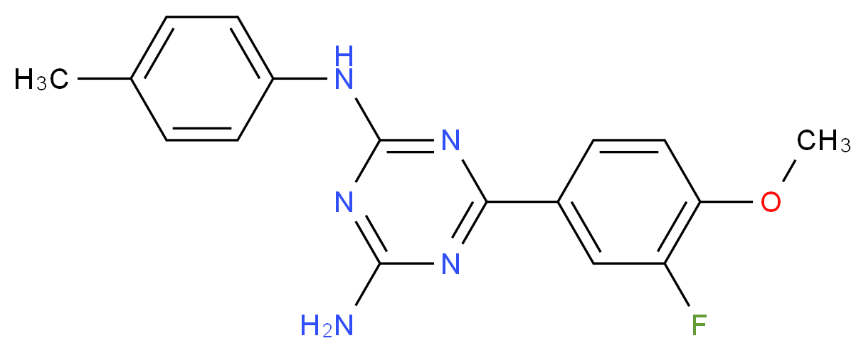 6-(3-fluoro-4-methoxyphenyl)-N-(4-methylphenyl)-1,3,5-triazine-2,4-diamine_Molecular_structure_CAS_)