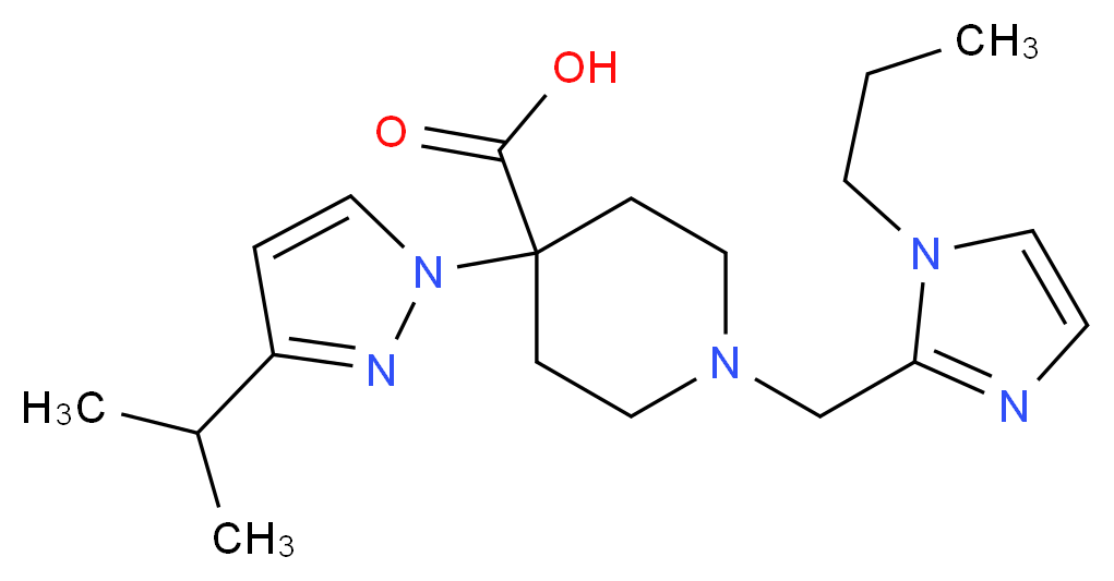 4-(3-isopropyl-1H-pyrazol-1-yl)-1-[(1-propyl-1H-imidazol-2-yl)methyl]piperidine-4-carboxylic acid_Molecular_structure_CAS_)