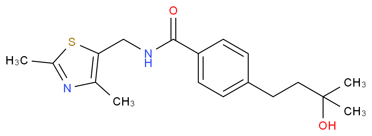 N-[(2,4-dimethyl-1,3-thiazol-5-yl)methyl]-4-(3-hydroxy-3-methylbutyl)benzamide_Molecular_structure_CAS_)