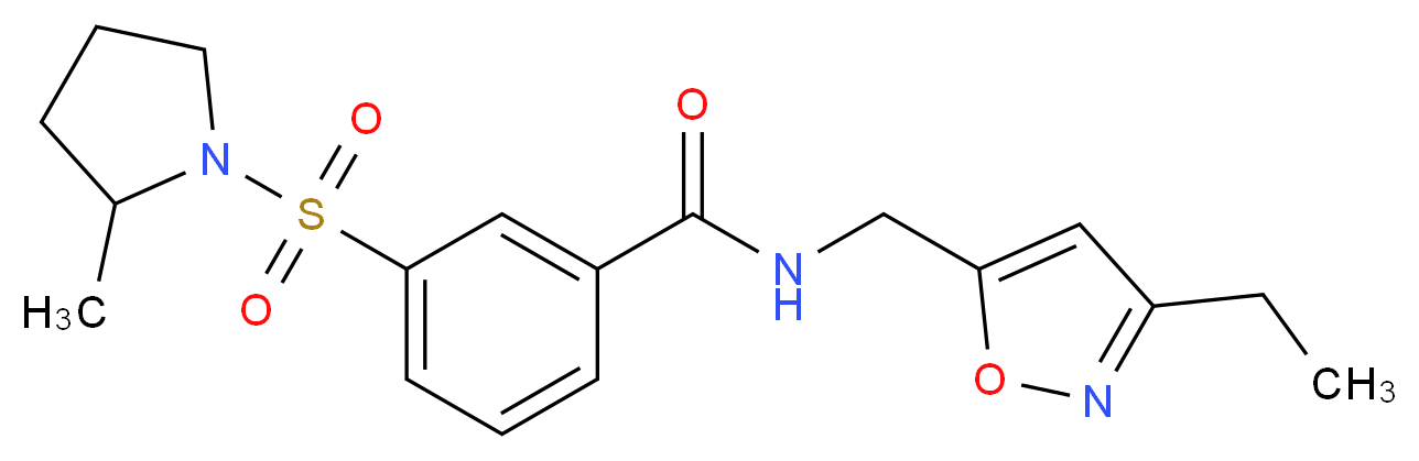 N-[(3-ethylisoxazol-5-yl)methyl]-3-[(2-methylpyrrolidin-1-yl)sulfonyl]benzamide_Molecular_structure_CAS_)