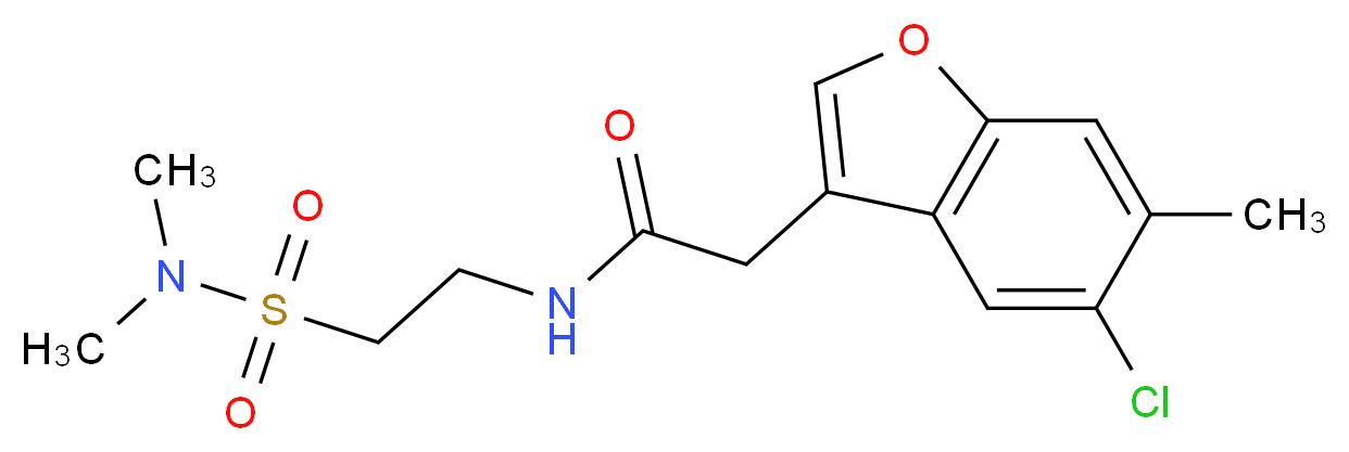 2-(5-chloro-6-methyl-1-benzofuran-3-yl)-N-{2-[(dimethylamino)sulfonyl]ethyl}acetamide_Molecular_structure_CAS_)