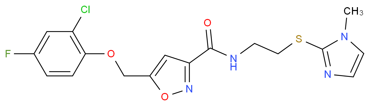 5-[(2-chloro-4-fluorophenoxy)methyl]-N-{2-[(1-methyl-1H-imidazol-2-yl)thio]ethyl}-3-isoxazolecarboxamide_Molecular_structure_CAS_)