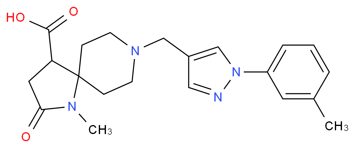 1-methyl-8-{[1-(3-methylphenyl)-1H-pyrazol-4-yl]methyl}-2-oxo-1,8-diazaspiro[4.5]decane-4-carboxylic acid_Molecular_structure_CAS_)