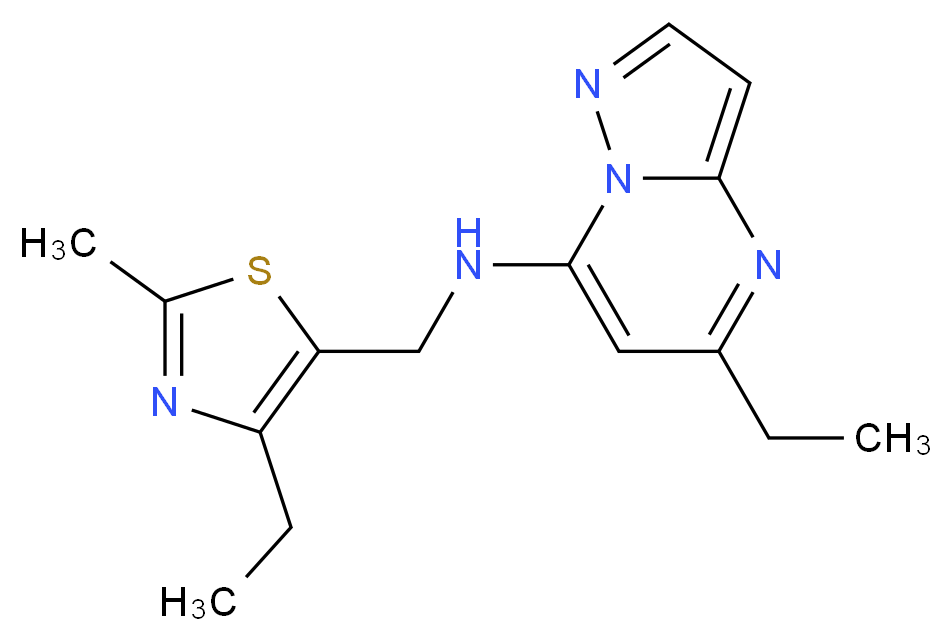 5-ethyl-N-[(4-ethyl-2-methyl-1,3-thiazol-5-yl)methyl]pyrazolo[1,5-a]pyrimidin-7-amine_Molecular_structure_CAS_)