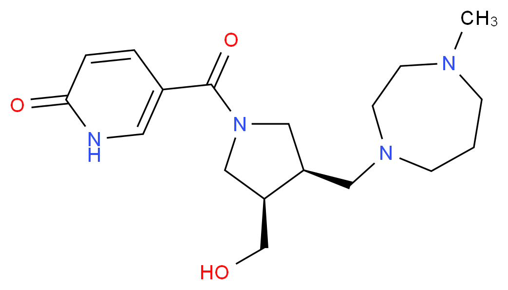 5-({(3R*,4R*)-3-(hydroxymethyl)-4-[(4-methyl-1,4-diazepan-1-yl)methyl]-1-pyrrolidinyl}carbonyl)-2(1H)-pyridinone_Molecular_structure_CAS_)