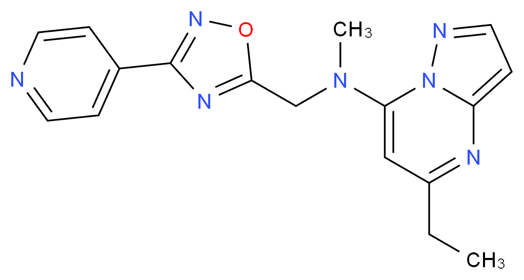 5-ethyl-N-methyl-N-{[3-(4-pyridinyl)-1,2,4-oxadiazol-5-yl]methyl}pyrazolo[1,5-a]pyrimidin-7-amine_Molecular_structure_CAS_)
