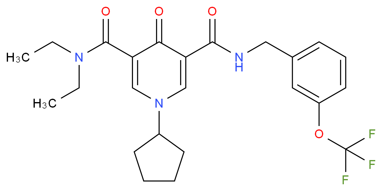 1-cyclopentyl-N,N-diethyl-4-oxo-N'-[3-(trifluoromethoxy)benzyl]-1,4-dihydro-3,5-pyridinedicarboxamide_Molecular_structure_CAS_)