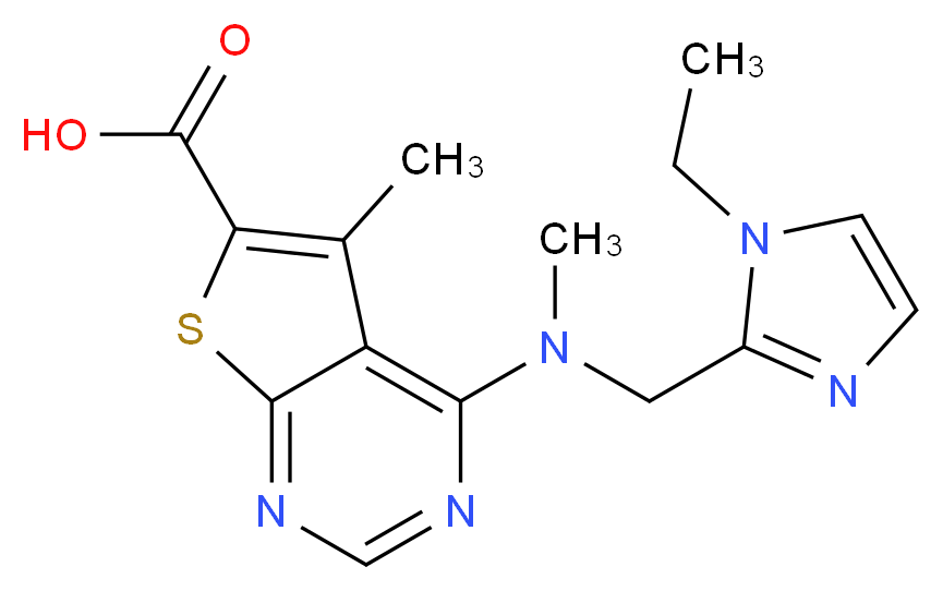 4-[[(1-ethyl-1H-imidazol-2-yl)methyl](methyl)amino]-5-methylthieno[2,3-d]pyrimidine-6-carboxylic acid_Molecular_structure_CAS_)