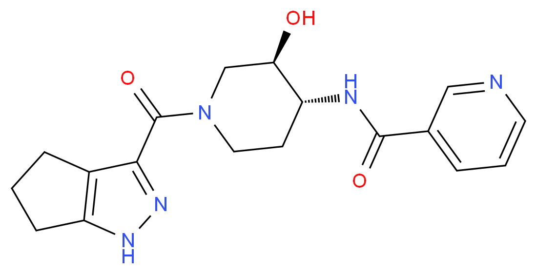 N-[(3R*,4R*)-3-hydroxy-1-(1,4,5,6-tetrahydrocyclopenta[c]pyrazol-3-ylcarbonyl)piperidin-4-yl]nicotinamide_Molecular_structure_CAS_)