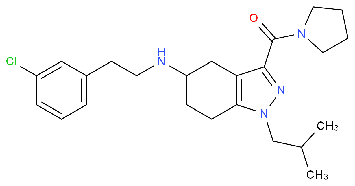 N-[2-(3-chlorophenyl)ethyl]-1-isobutyl-3-(1-pyrrolidinylcarbonyl)-4,5,6,7-tetrahydro-1H-indazol-5-amine_Molecular_structure_CAS_)