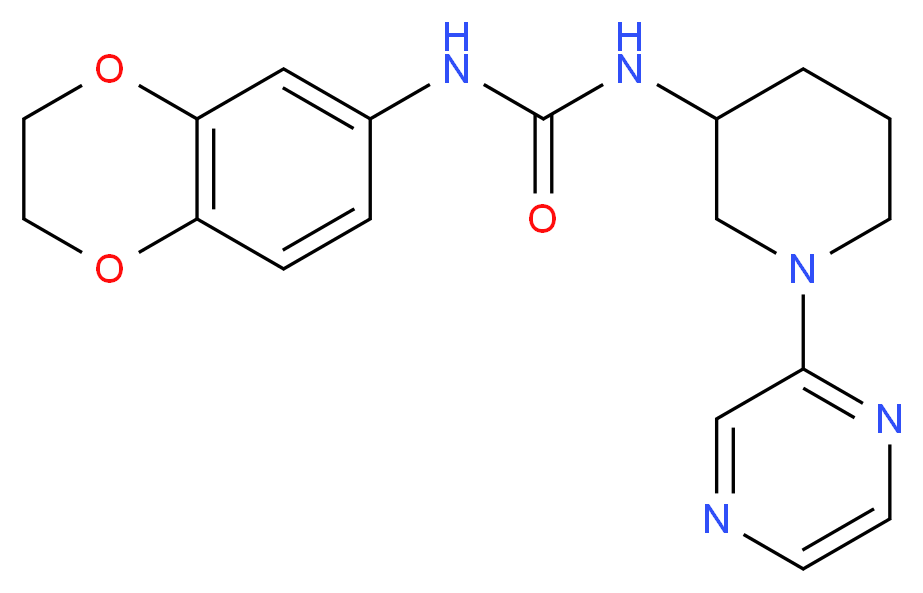 N-(2,3-dihydro-1,4-benzodioxin-6-yl)-N'-(1-pyrazin-2-ylpiperidin-3-yl)urea_Molecular_structure_CAS_)