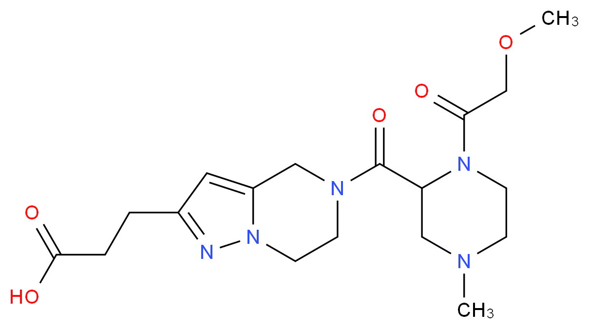 3-(5-{[1-(methoxyacetyl)-4-methyl-2-piperazinyl]carbonyl}-4,5,6,7-tetrahydropyrazolo[1,5-a]pyrazin-2-yl)propanoic acid_Molecular_structure_CAS_)