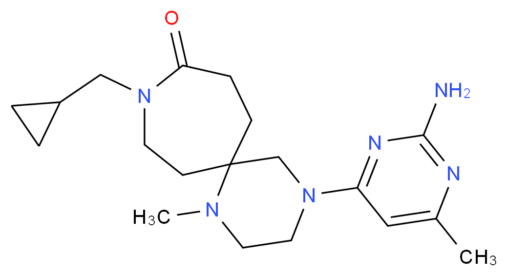 4-(2-amino-6-methylpyrimidin-4-yl)-9-(cyclopropylmethyl)-1-methyl-1,4,9-triazaspiro[5.6]dodecan-10-one_Molecular_structure_CAS_)