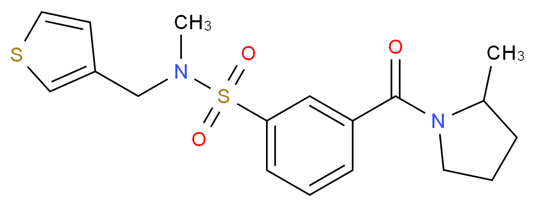 N-methyl-3-[(2-methylpyrrolidin-1-yl)carbonyl]-N-(3-thienylmethyl)benzenesulfonamide_Molecular_structure_CAS_)