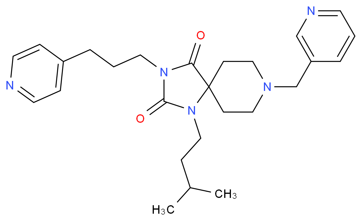 1-(3-methylbutyl)-8-(3-pyridinylmethyl)-3-[3-(4-pyridinyl)propyl]-1,3,8-triazaspiro[4.5]decane-2,4-dione_Molecular_structure_CAS_)
