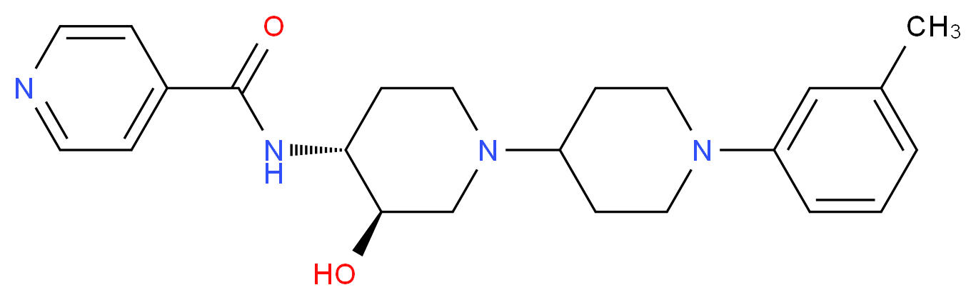 N-[(3R*,4R*)-3-hydroxy-1'-(3-methylphenyl)-1,4'-bipiperidin-4-yl]isonicotinamide_Molecular_structure_CAS_)