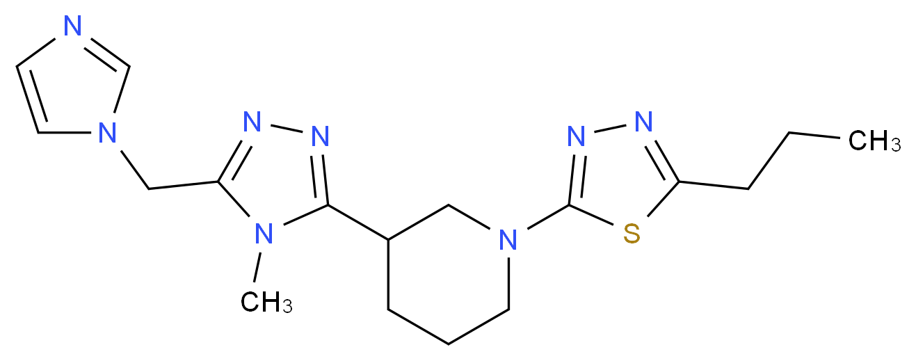 3-[5-(1H-imidazol-1-ylmethyl)-4-methyl-4H-1,2,4-triazol-3-yl]-1-(5-propyl-1,3,4-thiadiazol-2-yl)piperidine_Molecular_structure_CAS_)
