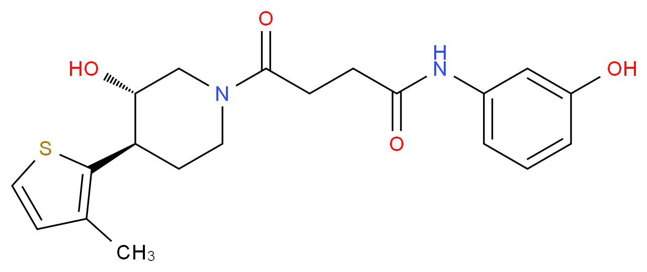 4-[(3S*,4R*)-3-hydroxy-4-(3-methyl-2-thienyl)piperidin-1-yl]-N-(3-hydroxyphenyl)-4-oxobutanamide_Molecular_structure_CAS_)