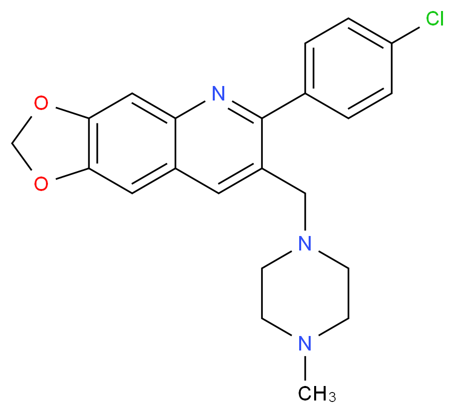 6-(4-chlorophenyl)-7-[(4-methyl-1-piperazinyl)methyl][1,3]dioxolo[4,5-g]quinoline_Molecular_structure_CAS_)
