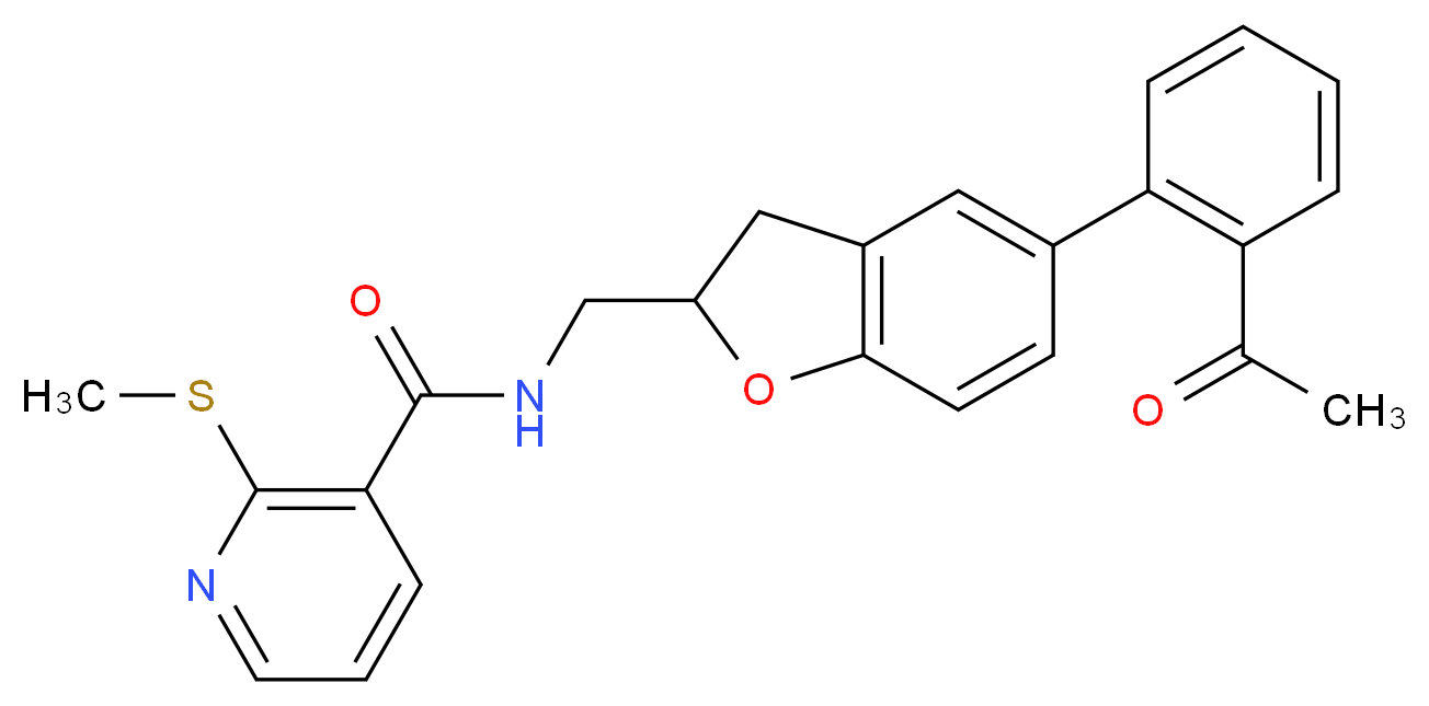 N-{[5-(2-acetylphenyl)-2,3-dihydro-1-benzofuran-2-yl]methyl}-2-(methylthio)nicotinamide_Molecular_structure_CAS_)