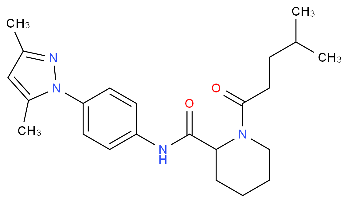 N-[4-(3,5-dimethyl-1H-pyrazol-1-yl)phenyl]-1-(4-methylpentanoyl)-2-piperidinecarboxamide_Molecular_structure_CAS_)