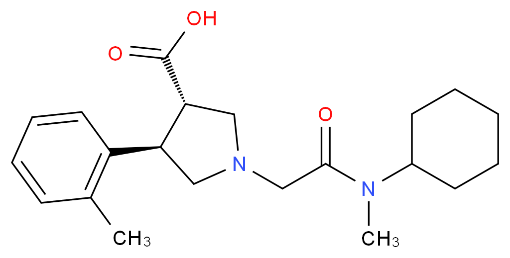 (3S*,4R*)-1-{2-[cyclohexyl(methyl)amino]-2-oxoethyl}-4-(2-methylphenyl)pyrrolidine-3-carboxylic acid_Molecular_structure_CAS_)