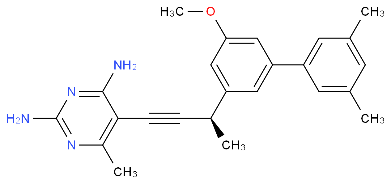 5-[(3R)-3-(5-methoxy-3',5'-dimethylbiphenyl-3-yl)but-1-yn-1-yl]-6-methylpyrimidine-2,4-diamine_Molecular_structure_CAS_)
