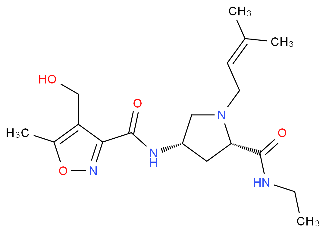 (4S)-N-ethyl-4-({[4-(hydroxymethyl)-5-methylisoxazol-3-yl]carbonyl}amino)-1-(3-methylbut-2-en-1-yl)-L-prolinamide_Molecular_structure_CAS_)
