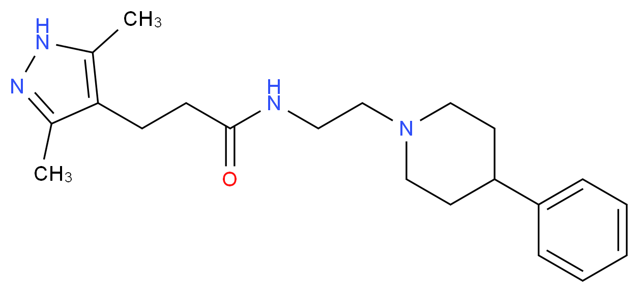 3-(3,5-dimethyl-1H-pyrazol-4-yl)-N-[2-(4-phenylpiperidin-1-yl)ethyl]propanamide_Molecular_structure_CAS_)