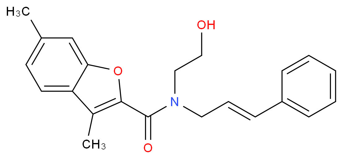N-(2-hydroxyethyl)-3,6-dimethyl-N-[(2E)-3-phenyl-2-propen-1-yl]-1-benzofuran-2-carboxamide_Molecular_structure_CAS_)