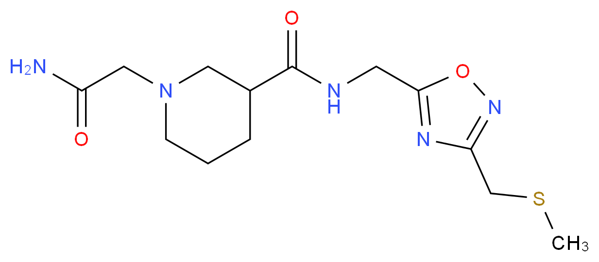 1-(2-amino-2-oxoethyl)-N-({3-[(methylthio)methyl]-1,2,4-oxadiazol-5-yl}methyl)-3-piperidinecarboxamide_Molecular_structure_CAS_)