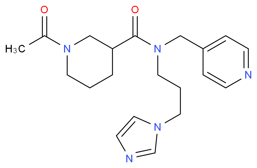 1-acetyl-N-[3-(1H-imidazol-1-yl)propyl]-N-(4-pyridinylmethyl)-3-piperidinecarboxamide_Molecular_structure_CAS_)