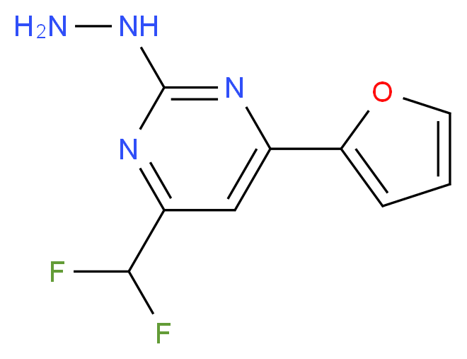 4-(Difluoromethyl)-6-(2-furyl)-2-hydrazinopyrimidine_Molecular_structure_CAS_)