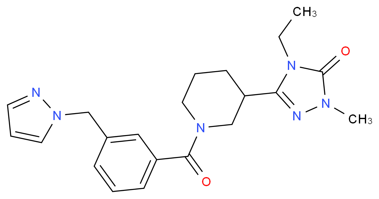 4-ethyl-2-methyl-5-{1-[3-(1H-pyrazol-1-ylmethyl)benzoyl]piperidin-3-yl}-2,4-dihydro-3H-1,2,4-triazol-3-one_Molecular_structure_CAS_)